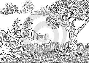 Landscape coloring book