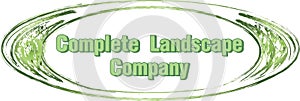 Landscape company logo design circle brand emblem label lawn mowing care maintenance photo