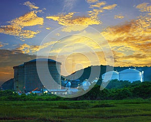 Landscape of construction site oil storage tank in refinery