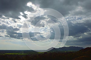 Landscape of countryside from Khao Lon mountain in Thailand