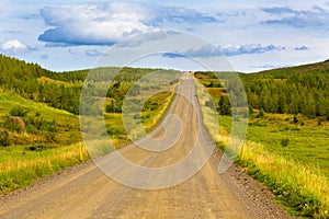 Landscape with Curve Road at North Iceland