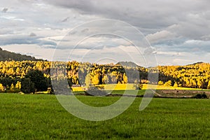 Landscape of Czech Switzerland National Park near Vysoka Lipa village, Czech Republ