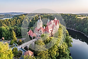 Czocha castle aerial view