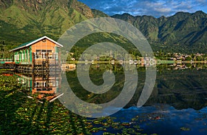 Landscape of Dal Lake in Srinagar, India