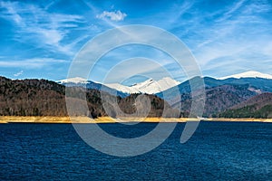 Landscape with dam lake Vidraru, in Romania