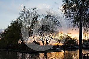 Landscape on the Danube River. Danube River. Beautiful sky and river