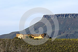 Landscape with decayed farm building