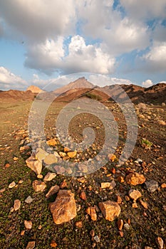 Landscape of desert mountains