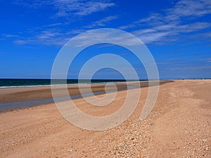 Deserted Beach At Praia Do Barril Tavira Portugal