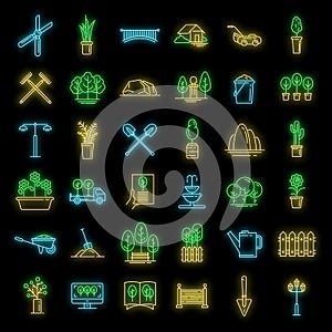 Landscape designer icons set vector neon