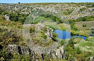 Landscape of Devil`s valley in Aktovo canyon ,Ukraine