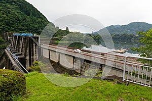 Landscape of discharging of Shiroyama Dam