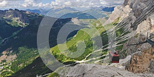 Landscape of Dolomites mountains from Rosetta peak, Italy.