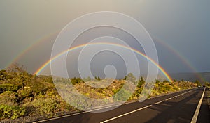 Landscape with double rainbow