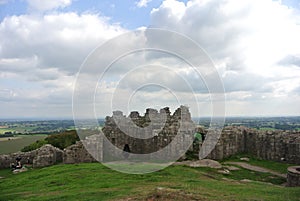 Castle walls at Beeston Castle on the Cheshire plain England, by the Welsh border.