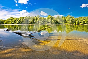 Landscape of Drava river on Mura mouth