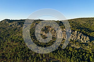 Landscape drone aerial view of Serra de Sao Mamede in Castelo de Vide, Portugal