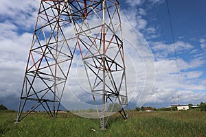 Landscape with electric pylon from france photo