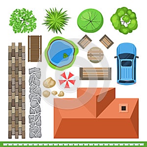 Landscape elements for project design, top view