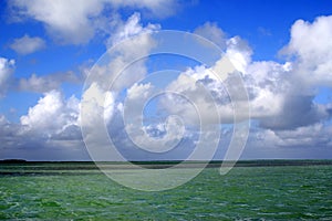 landscape of emerald green ocean with blue skies in Islamorada in the Florida Keys photo