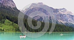 Landscape of Emerald lake and Rocky mountains Canada