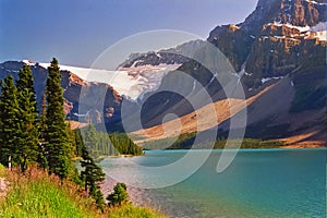 Landscape of Emerald lake and Rocky mountains Canada