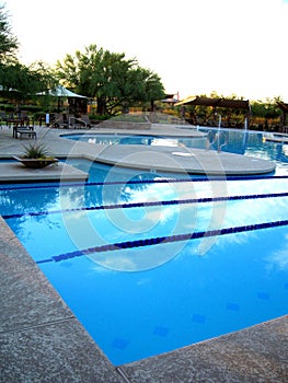 Landscape of an empty water pool