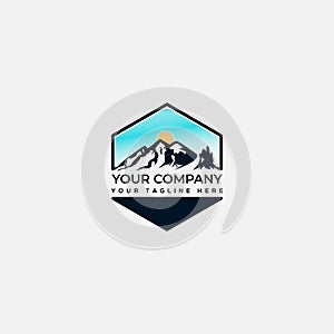 Landscape and environmental logo, mountain logo, outdoor badge logo