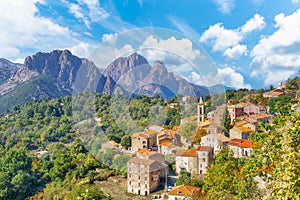 Landscape with Evisa village, Corsica