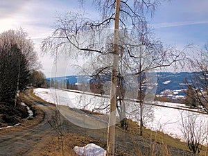 Landscape in Faberg near Lillehammer in Norway 19.4.2019