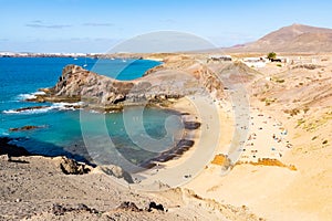Landscape with the famous Papagayo Beach on the Lanzarote Island in the Canary Islands, Spain photo
