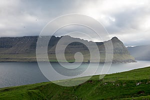 Landscape on the Faroe Islands as seen from Vidareidi