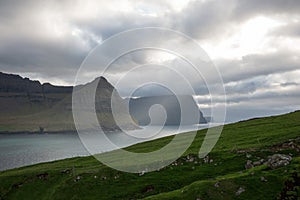 Landscape on the Faroe Islands as seen from Vidareidi