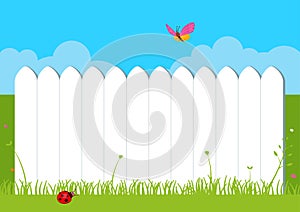 Landscape with fence and butterfly