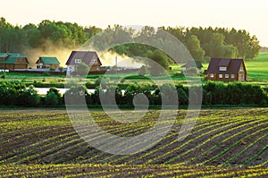 The landscape in the fields of the Kaluga region in Russia.