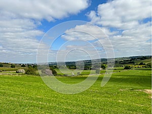 Landscape, with fields, trees, and hills near, Allerton, Bradford, UK photo