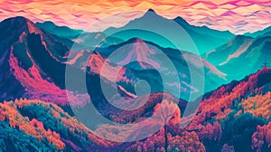 landscape filled with psychedelic colors, shapes, and patterns that alter perception and reality. Generative AI