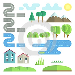 Landscape flat vector elements