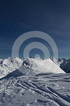 landscape from flecknerspitze in south tyrol during winter