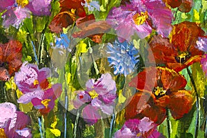 Landscape flower meadow oil painting