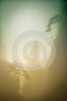 Landscape of fog mountains of china