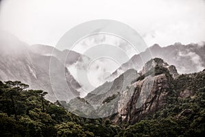 Landscape of fog mountains of china