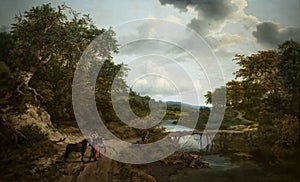 Landscape with a Footbridge by Dutch Golden Age painter Jacob Ruysdael