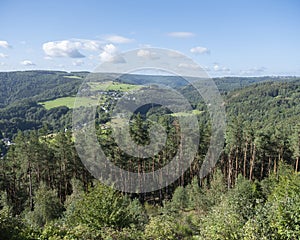 Landscape with forests and meadows in german eifel