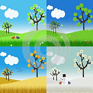 Landscape in the four seasons