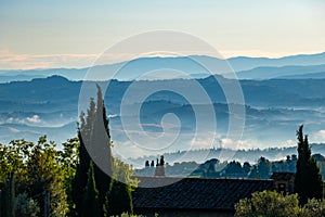 Landscape of Francigena, San Gimignano, Tuscany, Italy