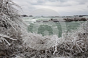 Landscape of freeze and snow in the winter of Canada