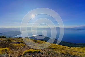 Landscape of the Galicica Mountain, with Lake Ohrid