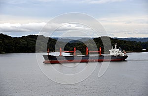 Landscape of the Gatun Lake on a cloudy day.