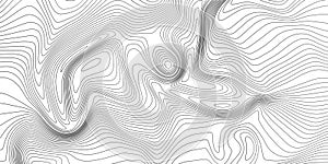 Landscape geodesy topographic map background. Grey topographic lines. Texture of lines. White background